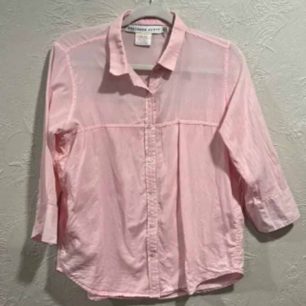 Gretchen Scott Sleek Voile Top Cotton Shirt Pink Size Medium